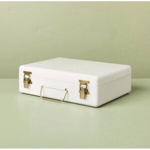 Hearth & Hand 9" Large Metal Box Brass Hardware Sour Cream White Magnolia Target